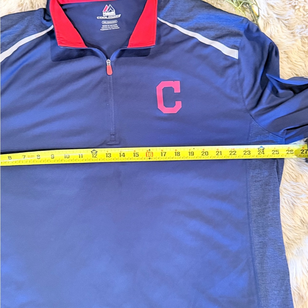 Majestic Cleveland Guardians Navy and Red Quarter-Zip Cool base top. - Picture 7 of 7
